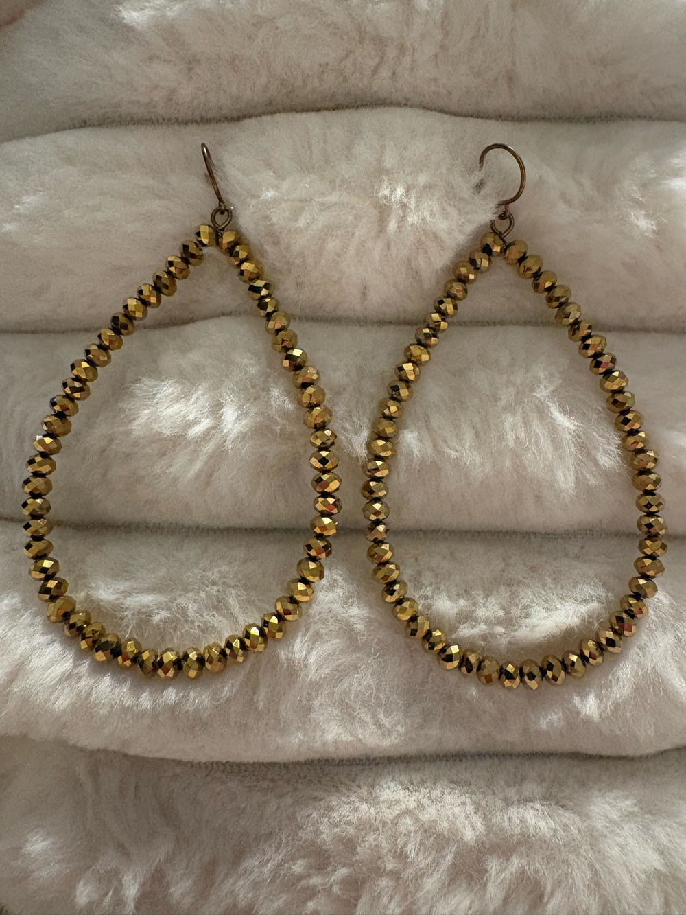 Gold Teardrop Beaded Hoop Earrings - Women Jewelry